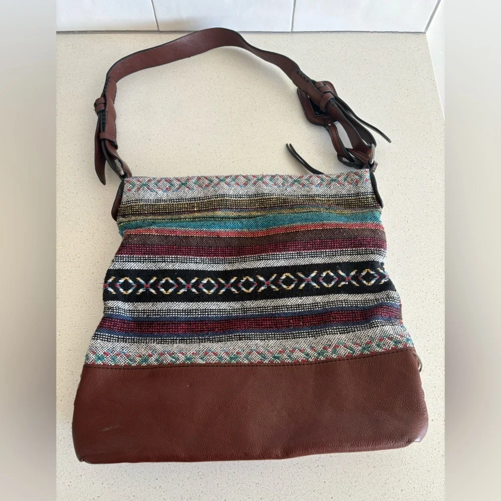 Treska Boho Large Tote Satchel  Shoulder Bag Purse Earthtone Embroidered…